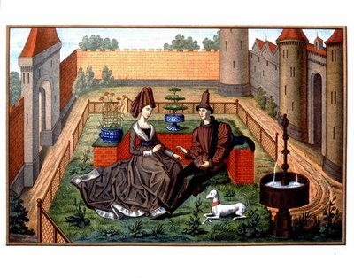 Maulgis en de mooie Oriande (hoffelijke liefdesscène), Middeleeuwen door Unknown artist