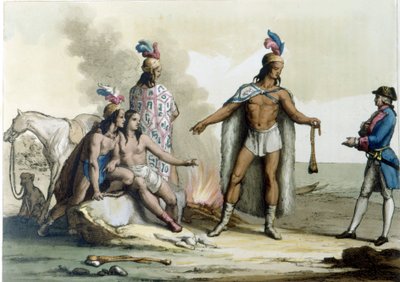 Ontmoeting van een westerling met de indianen van Patagonië door Unknown artist