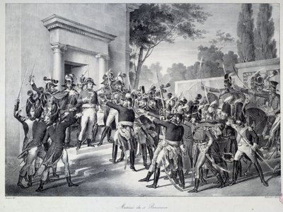 Vergadering van generaals en officieren in Napoleon Bonaparte rond 7 uur 