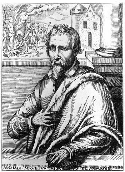 Michel Servet (Michel de Villanueva) (1511-1553), Spaanse arts en theoloog. Gravure door Unknown artist
