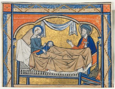 Miniatuur uit een psalter: De geboorte door Unknown artist