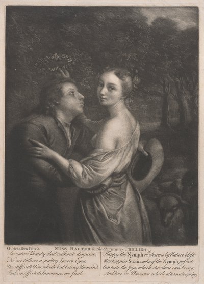 Miss Rafter (1711-1785) in de Rol van Phillida door Unknown artist