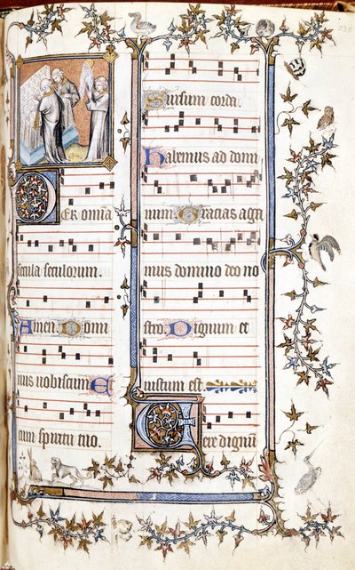 Missaal van Saint Denis, circa 1350. Miniatuur die Clotaire en Dagobert afbeeldt door Unknown artist