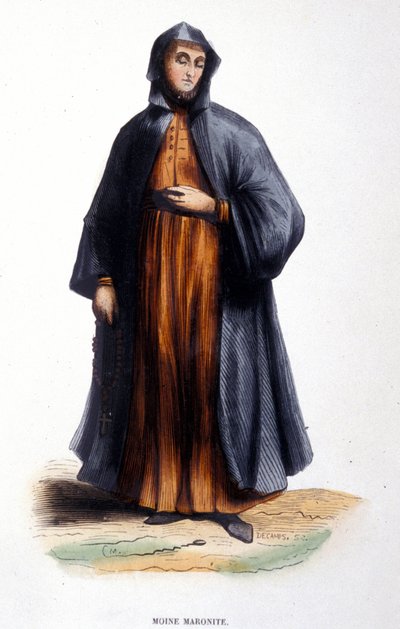 Maronitische monnik. Gravure uit een album over religieuze orden, Parijs door Unknown artist