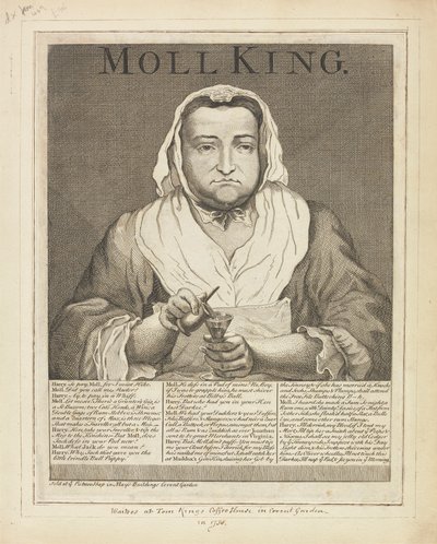 Moll King (Broadside gegraveerd portret van de beruchte minnares van King