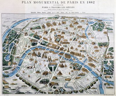 Monumentaal plan van Parijs in 1882 door Unknown artist