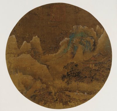 Berglandschap: rotsen, tempel en dennen door Unknown artist