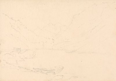 Bergachtig Landschap en Meer door Unknown artist