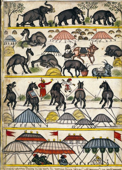 Mughal militair kamp. Pagina uit het manuscript 