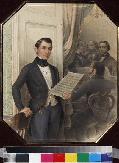 Muzikanten bij een repetitie door Unknown artist