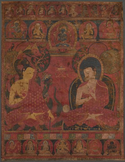 Nagarjuna (ca. AD 150–250) met een boeddhistische meester door Unknown artist