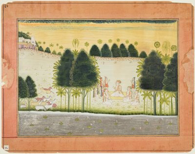 Nanda en de oudsten in overleg met de herders, uit een Bhagavata Purana door Unknown artist