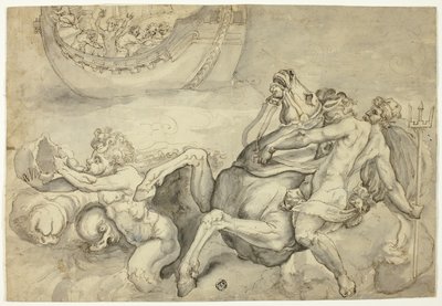 Neptunus kalmeert de storm die Aeolus heeft opgewekt tegen Aeneas ("Quos Ego") door Unknown artist