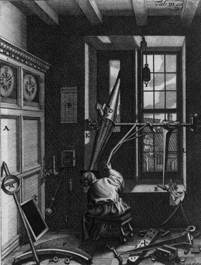 Olaus Romer (Ole), Deense astronoom (1644-1710) observeert de verduisteringen van de manen van Jupiter door Unknown artist