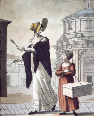 Oude handel: de modiste en haar assistent. (Lithografie) door Unknown artist