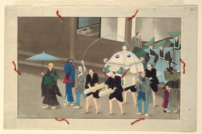 Een van zestien scènes van de dood en begrafenis van een man door Unknown artist