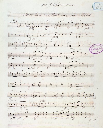 Openingspagina van de opera Stratonice door Mehul (1792) door Unknown artist