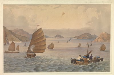 Operaties in de Canton Rivier. Forten en Batterijen van de Bocca Tigris of Eerste Pas van de Canton Rivier; H.M. Stoomschip, Vulture Kapitein Macdougall passeert de Batterijen, met de 18e Royal Irish aan boord door Unknown artist