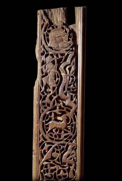 Oosterse kunst: gesneden houten paneel. 13e eeuw. Detail. Parijs, Louvre Museum door Unknown artist
