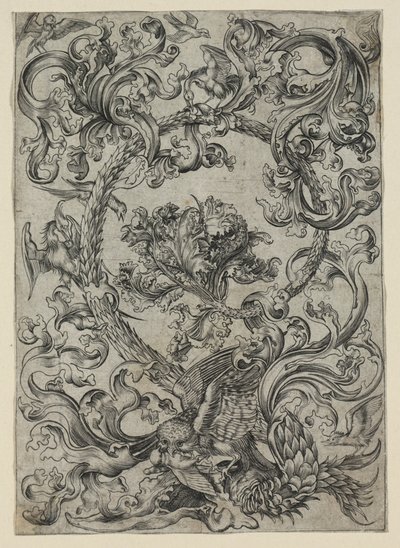 Ornamentaal Bladwerk, met een Uil en andere Vogels door Unknown artist