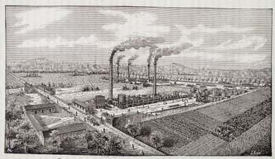 Overzicht van de olieraffinaderij van de heer Deutsch in Pantin (Seine) door Unknown artist
