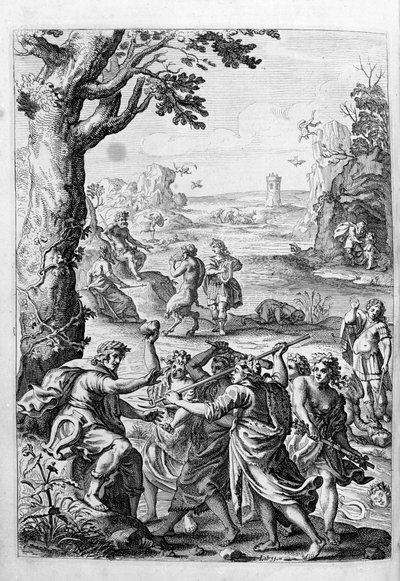 Ovidius - illustratie voor boek 15 - (P. Ovidii Nasonis Metamorphose libri XV met notities van TH. Farnabii.) notitie door Thomas Farnaby (Farnabia) (1575-1647) door Unknown artist