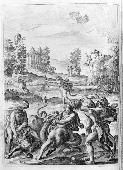 Ovidius - illustratie voor boek 15 - (P. Ovidii Nasonis Metamorphose libri XV met notities van TH. Farnabii.) notitie door Thomas Farnaby (Farnabia) (1575-1647) door Unknown artist