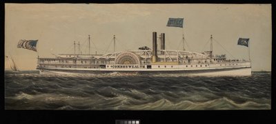 Paddle Steamer Commonwealth. Great Eastern Line naar Boston via Norwich & Worcester door Unknown artist