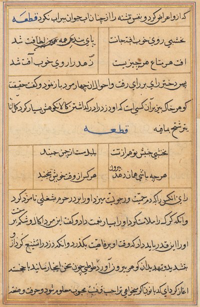 Pagina uit Verhalen van een Papegaai (Tuti-nama): tekstpagina door Unknown artist