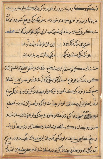 Pagina uit Verhalen van een Papegaai (Tuti-nama): tekstpagina door Unknown artist