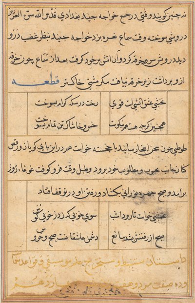 Pagina uit Verhalen van een Papegaai (Tuti-nama): tekstpagina door Unknown artist