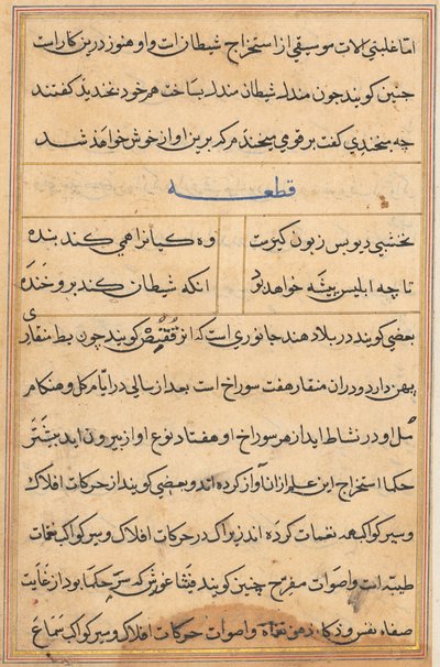 Pagina uit Verhalen van een Papegaai (Tuti-nama): tekstpagina door Unknown artist
