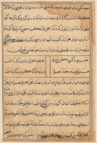 Pagina uit Verhalen van een Papegaai (Tuti-nama): tekstpagina door Unknown artist