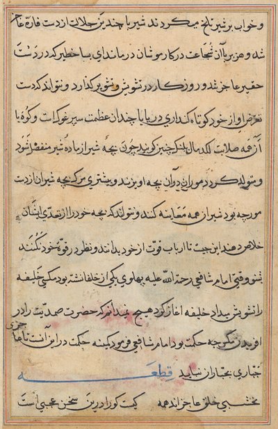 Pagina uit Verhalen van een Papegaai (Tuti-nama): tekstpagina door Unknown artist