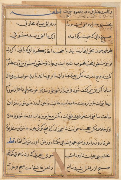 Pagina uit Verhalen van een Papegaai (Tuti-nama): tekstpagina door Unknown artist