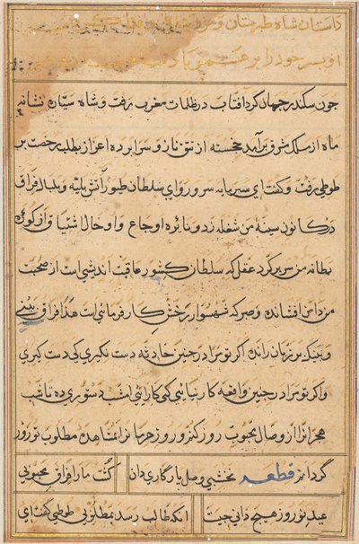 Pagina uit Verhalen van een Papegaai (Tuti-nama): tekstpagina door Unknown artist