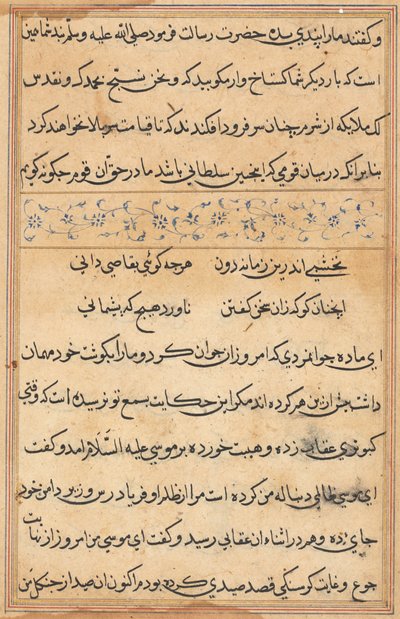Pagina uit Verhalen van een Papegaai (Tuti-nama): tekstpagina door Unknown artist