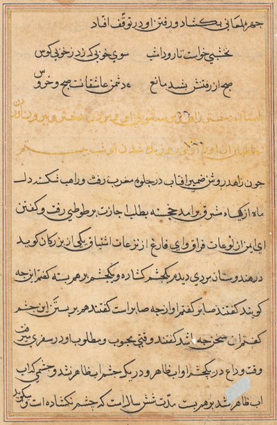 Pagina uit Verhalen van een Papegaai (Tuti-nama): tekstpagina door Unknown artist