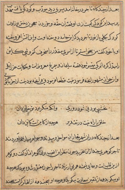 Pagina uit Verhalen van een Papegaai (Tuti-nama): tekstpagina door Unknown artist