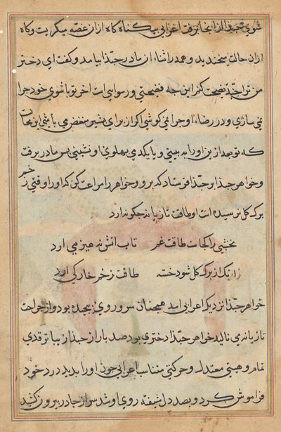 Pagina uit Verhalen van een Papegaai (Tuti-nama): tekstpagina door Unknown artist