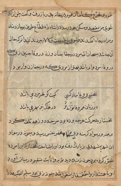 Pagina uit Verhalen van een Papegaai (Tuti-nama): tekstpagina door Unknown artist