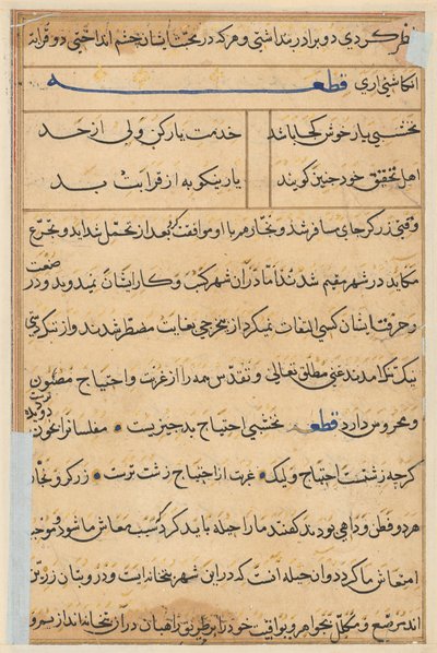 Pagina uit Verhalen van een Papegaai (Tuti-nama): tekstpagina door Unknown artist
