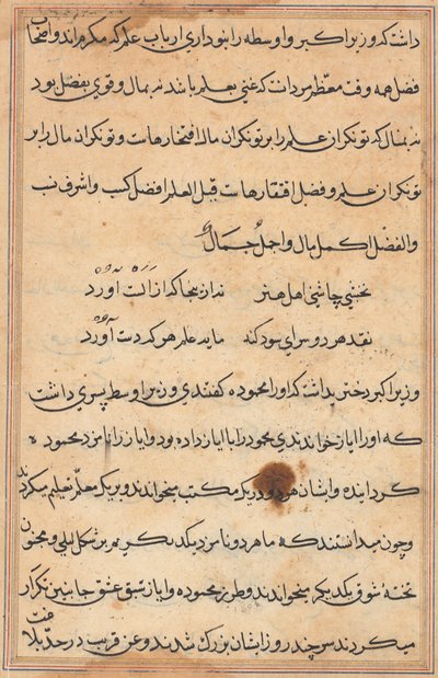 Pagina uit Verhalen van een Papegaai (Tuti-nama): tekstpagina door Unknown artist