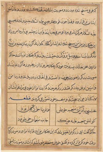 Pagina uit Verhalen van een Papegaai (Tuti-nama): tekstpagina door Unknown artist