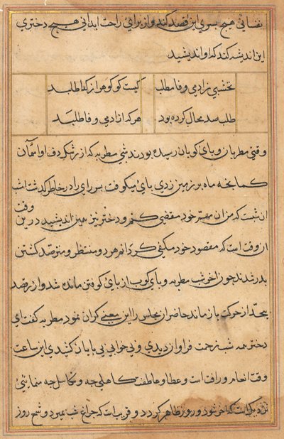 Pagina uit Verhalen van een Papegaai (Tuti-nama): tekstpagina door Unknown artist