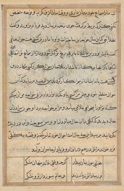 Pagina uit Verhalen van een Papegaai (Tuti-nama): tekstpagina door Unknown artist