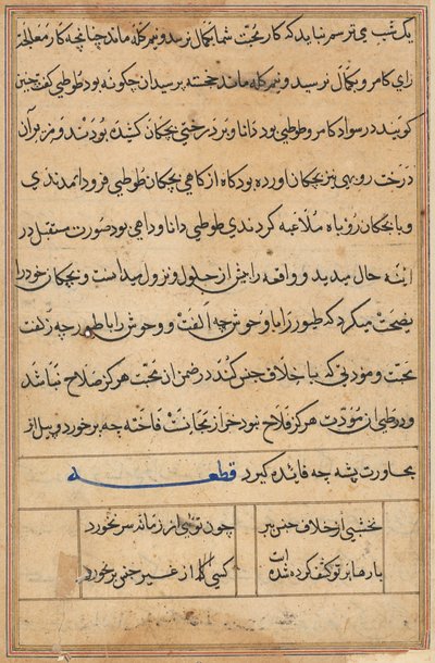 Pagina uit Verhalen van een Papegaai (Tuti-nama): tekstpagina door Unknown artist