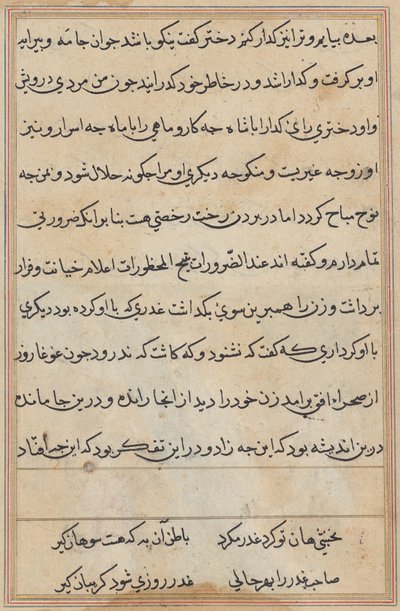 Pagina uit Verhalen van een papegaai (Tuti-nama): tekstpagina door Unknown artist