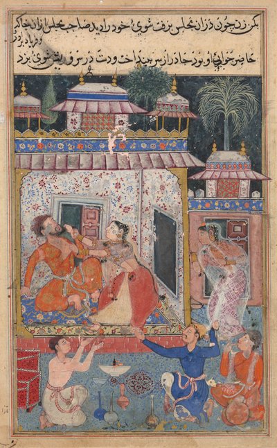 Pagina uit Verhalen van een papegaai (Tuti-nama): tekstpagina door Unknown artist