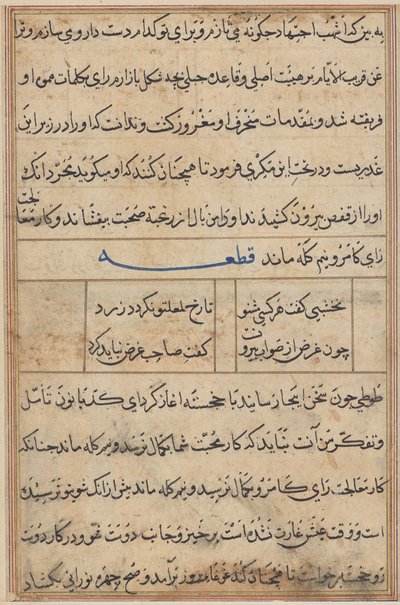 Pagina uit Verhalen van een papegaai (Tuti-nama): tekstpagina door Unknown artist